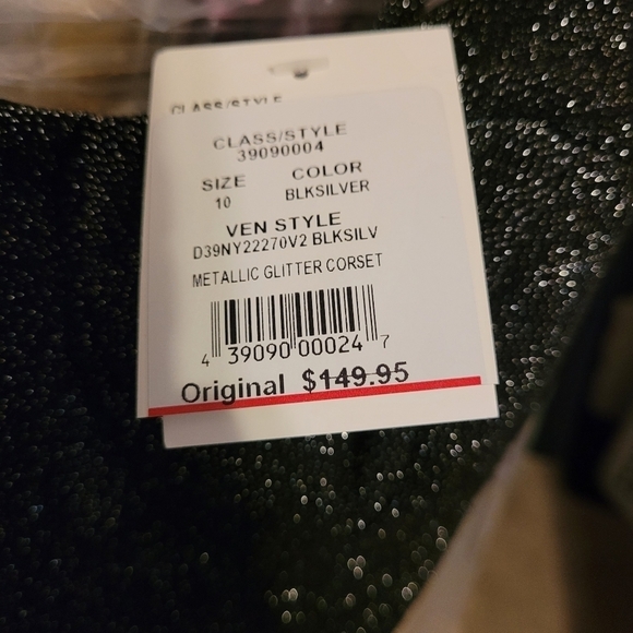 DB Studio Black Metallic Sweetheart Corset Midi Dress Sz 10 - Picture 14 of 15